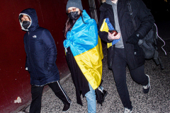 Several hundred came together to protest the Russian invasion of Ukraine in front of the Russian Consulate in the Upper East Side of Manhattan, Thursday, February 24, 2022. 
People from Ukraine or Ukrainian decent as well as Latvian, Estonian, Kazakh and even Russian came together to protest the invasion and support Ukraine and show solidarity. Students, professionals, and tourists endured the cold weather in a peaceful gathering. (C) Bianca Otero