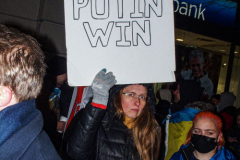Several hundred came together to protest the Russian invasion of Ukraine in front of the Russian Consulate in the Upper East Side of Manhattan, Thursday, February 24, 2022. 
People from Ukraine or Ukrainian decent as well as Latvian, Estonian, Kazakh and even Russian came together to protest the invasion and support Ukraine and show solidarity. Students, professionals, and tourists endured the cold weather in a peaceful gathering. (C) Bianca Otero