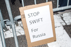 Several hundred came together to protest the Russian invasion of Ukraine in front of the Russian Consulate in the Upper East Side of Manhattan, Thursday, February 24, 2022. 
People from Ukraine or Ukrainian decent as well as Latvian, Estonian, Kazakh and even Russian came together to protest the invasion and support Ukraine and show solidarity. Students, professionals, and tourists endured the cold weather in a peaceful gathering. (C) Bianca Otero