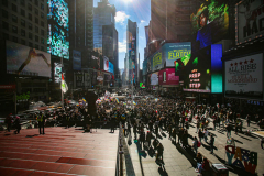 Ukranian supporters came together again  in Times Square, to speak in protest on their opposition of the Russian attack on Ukraine.
People from around the world took to the foghorns to speak their minds against the attack and to reinforce their solidarity together in support.
Times Square, Midtown, Manhattan, New York. Saturday, February 26, 2022. (C) Bianca Otero