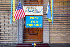 The St. George Ukrainian Catholic Church, people pray for loved ones and pay their respects.Saturday, February 26, 2022.  East Village, Manhattan, New York. (C) Bianca Otero