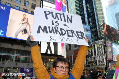 February 26, 2022  New York, 
Pro Ukrainian protest  at the crossroads of the world in New York City. Protestors gathered to support the  people of the Ukraine.
