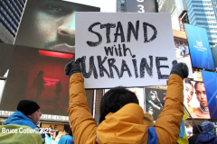 February 26, 2022  New York, 
Pro Ukrainian protest  at the crossroads of the world in New York City. Protestors gathered to support the  people of the Ukraine.