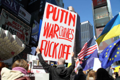 February 26, 2022  New York, 
Pro Ukrainian protest  at the crossroads of the world in New York City. Protestors gathered to support the  people of the Ukraine.