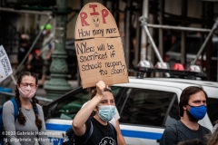 A coalition of activists, educators, parents, and students protest to stop the in-person reopening of  New York City public schools amidst the COOVID-19 pandemic in New York City on August 3, 2020. (Photo by Gabriele Holtermann/Sipa USA)