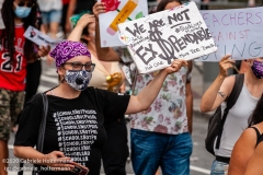 A coalition of activists, educators, parents, and students protest to stop the in-person reopening of  New York City public schools amidst the COOVID-19 pandemic in New York City on August 3, 2020. (Photo by Gabriele Holtermann/Sipa USA)