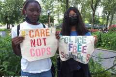 June 8,2022  NEW YORK  -  A Coalition of students from New York City  rally and march across the Brooklyn bridge  demanding schools be police free.