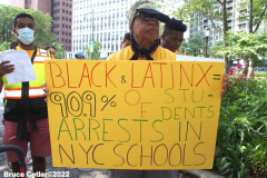 June 8,2022  NEW YORK  -  A Coalition of students from New York City  rally and march across the Brooklyn bridge  demanding schools be police free.
