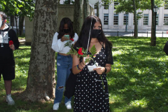 June 8,2022  NEW YORK  -  A Coalition of students from New York City  rally and march across the Brooklyn bridge  demanding schools be police free. Student holds a balloon with a students name who was murdered in Uvalde Texas