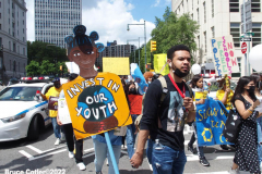 June 8,2022  NEW YORK  -  A Coalition of students from New York City  rally and march across the Brooklyn bridge  demanding schools be police free.