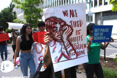 June 8,2022  NEW YORK  -  A Coalition of students from New York City  rally and march across the Brooklyn bridge  demanding schools be police free.