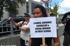June 8,2022  NEW YORK  -  A Coalition of students from New York City  rally and march across the Brooklyn bridge  demanding schools be police free.