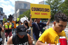 June 8,2022  NEW YORK  -  A Coalition of students from New York City  rally and march across the Brooklyn bridge  demanding schools be police free.