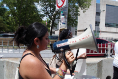June 8,2022  NEW YORK  -  A Coalition of students from New York City  rally and march across the Brooklyn bridge  demanding schools be police free.
