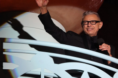 Jeff Goldblum waving to everyone that came out to the lighting ceremony of RISENY. Located at 60 W 45th St on 29 Jan 2022.