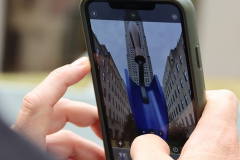 Find Claes Oldenburg and Coosje van Bruggen's Plantoir Blue at the Fifth Avenue entrance to the Channel Gardens at Rockefeller Center. The sculpture is will be display from March 18th to May 6th.

Husband-and-wife team Oldenburg and van Bruggen are celebrated for their large-scale sculptures of ordinary objects that take pleasure in the forms found in everyday life. Delving into the fruit bowl, the toolshed and the toybox for familiar shapes and colors, the artists enlarged and animated their selected objects, fixing them in moments of energetic motion. Plantoir is a humble gardening tool that stands upright, its point submerged in the ground as if it had just fallen out of the sky.