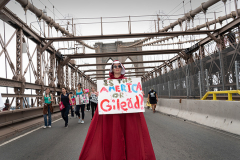 PRO- Abortion march over Brooklyn Bridge.  Planned Parenthood sponsored event held in downtown Manhattan
Photo by Susan Stava