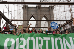 PRO- Abortion march over Brooklyn Bridge.  Planned Parenthood sponsored event held in downtown Manhattan
Photo by Susan Stava