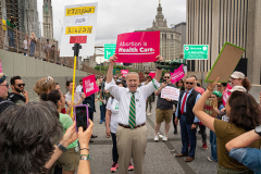 PRO- Abortion march over Brooklyn Bridge with Senate Majority Leader Chuck Schumer, Planned Parenthood sponsored event held in downtown Manhattan
Photo by Susan Stava