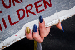 Stimulated by the recent bombings of Mariupol and the children killed and orphans left at risk,, Razom for Ukraine and Ukrainian Jersey City organized a peaceful protest in NYC and major cities in the US.
Starting in Midtown at the UNICEF offices to Fox News then ending in Times Square, the peaceful march of several hundred chanted “Save our Children” and “Putin is a Killer”. People from the local community as well as other neighboring countries came to protest and speak in the final part of the March. Manhattan, NY. March 18, 2022. (C) Bianca Otero