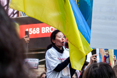 Stimulated by the recent bombings of Mariupol and the children killed and orphans left at risk,, Razom for Ukraine and Ukrainian Jersey City organized a peaceful protest in NYC and major cities in the US.
Starting in Midtown at the UNICEF offices to Fox News then ending in Times Square, the peaceful march of several hundred chanted “Save our Children” and “Putin is a Killer”. People from the local community as well as other neighboring countries came to protest and speak in the final part of the March. Manhattan, NY. March 18, 2022. (C) Bianca Otero