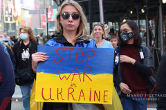 Save lives in Ukraine. A protest in Times Square this afternoon on March 19, 2022.