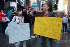 Save lives in Ukraine. A protest in Times Square this afternoon on March 19, 2022.