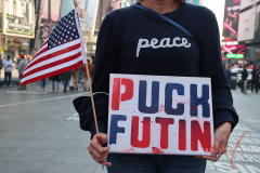 Save lives in Ukraine. A protest in Times Square this afternoon on March 19, 2022.