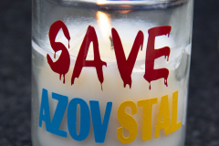 Save Azov Stal March in Times Square on May 14, 2022.