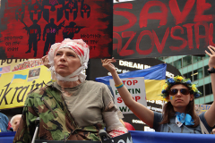 Save Azov Stal March in Times Square on May 14, 2022.