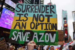 Save Azov Stal March in Times Square on May 14, 2022.
