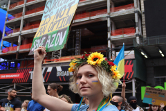 Save Azov Stal March in Times Square on May 14, 2022.