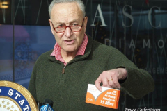 New York Senator Charles "Chuck" Schumer press conference on  COVID’s Omicron variant spreading, U.S. Senator Charles Schumer said the key to controlling it centers around the at-home tests now for sale across the country. Schumer praised President Biden for prepping a plan to be released on January 15th that will have insurance companies reimburse for the cost of an at-home test—but, he said, while we wait, he wants a surge of rapid at-home tests sent to New York community health centers and their mobile sites, across the City and Long Island.