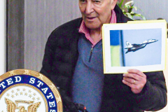 In a press conference in Manhattan, New York Senator CHUCK SCHUMER holds up a photo of a soviet made MiG 29 fighter jet. SCHUMER is in negotiations with Poland and other Eastern European countries to donate aircraft to Ukraine in aid toward their fight against Russia. SCHUMER is also negotiating within the Senate on an emergency aid package for vulnerable populations inside Ukraine. Sunday, March 6, 2022. (C) Bianca Otero