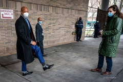 Senator Charles Schumer along with mayor Eric Adams  announced today 1/9/22, at Bellevue Hospital in NYC,  that the feds will deliver $1 billion to COVID-ravaged city hospitals, U.S. Senator Charles Schumer said that the $1 billion on-the-way to help our public hospitals continues to meet demands and costs, while ensuring critical care and services.
Eric Adams shows off his colorful socks and compares them with Schumer.