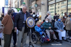 Senator Chuck Schumer and NYC elected officials hold press conference at the corner 14th street and 6th ave.