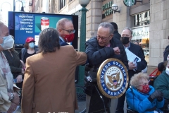 Senator Chuck Schumer and NYC elected officials hold press conference at the corner 14th street and 6th ave.