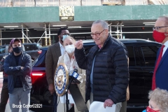 Senator Chuck Schumer and NYC elected officials hold press conference at the corner 14th street and 6th ave.