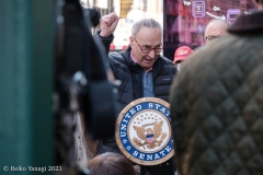 Senator Chuck Schumer and NYC elected officials hold press conference at the corner 14th street and 6th ave.