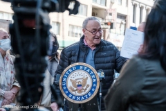 Senator Chuck Schumer and NYC elected officials hold press conference at the corner 14th street and 6th ave.