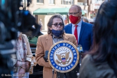 Senator Chuck Schumer and NYC elected officials hold press conference at the corner 14th street and 6th ave.