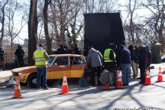 February 14, 2022  New York,  Filming of  Hulu  Original series "Only Murders in The Building" on the Upper Westside of Manhattan. The Three stars of the show Steve Matin, Selena Gomez and Martin Short. film a scene outside in the bitter cold.