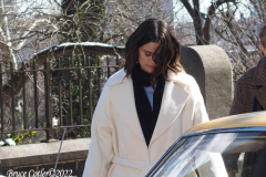 February 14, 2022  New York,  Filming of  Hulu  Original series "Only Murders in The Building" on the Upper Westside of Manhattan. The Three stars of the show Steve Matin, Selena Gomez and Martin Short. film a scene outside in the bitter cold.