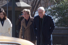 February 14, 2022  New York,  Filming of  Hulu  Original series "Only Murders in The Building" on the Upper Westside of Manhattan. The Three stars of the show Steve Matin, Selena Gomez and Martin Short. film a scene outside in the bitter cold.