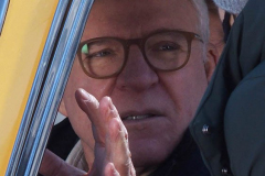 February 14, 2022  New York,  Filming of  Hulu  Original series "Only Murders in The Building" on the Upper Westside of Manhattan. The Three stars of the show Steve Matin, Selena Gomez and Martin Short. film a scene outside in the bitter cold.