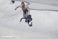 NEW YORK - Beautiful day at the skate park.
Dad teaches his daughter to skateboard while others practice BMX bike moves and more advanced skateboards show there moves.