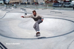 NEW YORK - Beautiful day at the skate park.
Dad teaches his daughter to skateboard while others practice BMX bike moves and more advanced skateboards show there moves.