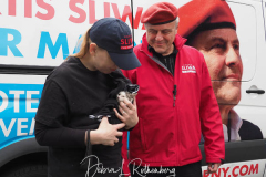 Mayoral Candidate Curtis Sliwa joins his wife and Upper West Side City Council Republican Candidate Nancy Sliwa for Early Voting at the Edward A. Reynolds West Side High School in New York City on 23 October 2021. They brought along Gizmo, the kitten they are fostering that will soon be up for adoption.