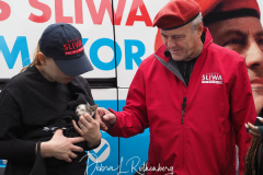 Mayoral Candidate Curtis Sliwa joins his wife and Upper West Side City Council Republican Candidate Nancy Sliwa for Early Voting at the Edward A. Reynolds West Side High School in New York City . They brought along Gizmo, the kitten they are fostering that will soon be up for adoption.