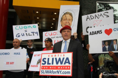 New York,   N.Y..  Republican Mayoral candidate Curtis Sliwa holds a press conference in front of New York Governor Andrew Cuomo's  Manhattan office for him to to step down after sexual misconduct charges were found after  an investigation by the New York State Attorney General Latisha James were found to be credibable.